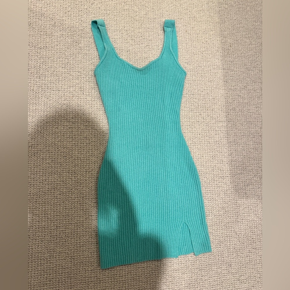 Open back Turquoise Knit Dress